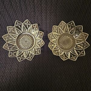Clear Glass Sunburst Serving Dishes - Set of 2